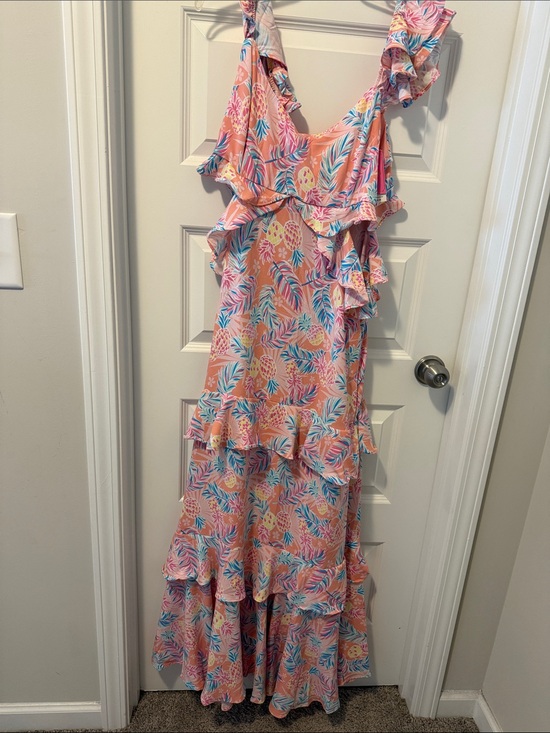Simply Southern Dresses & Skirts - Simply Southern Pink Pineapple Print Ruffle Maxi Dress